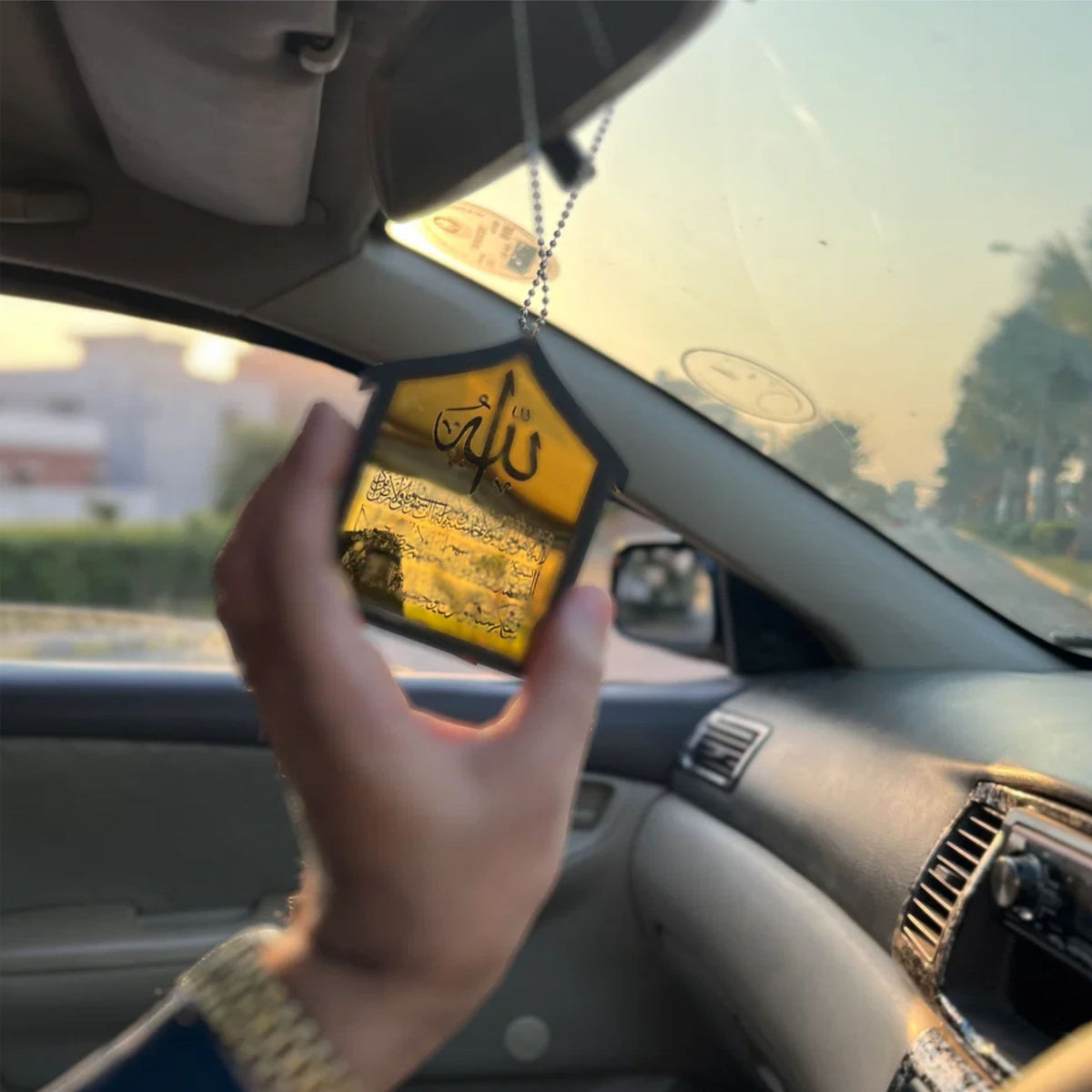Masjid shape Ayatal kursi & safar ki dua Car Hanging