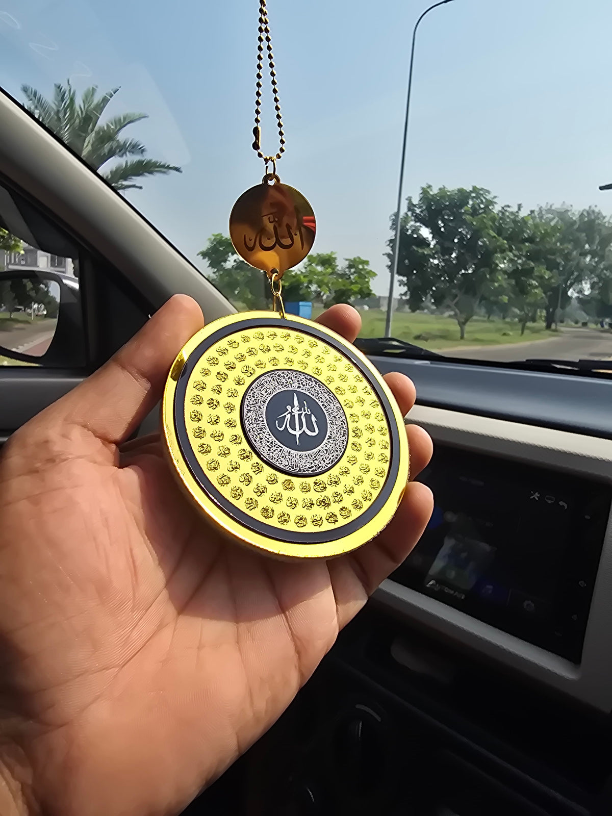 99 Name of Allah & SAW Name  2-in-1 Car Perfume Diffuser – With Aytal Kursi & Safar Ki Dua