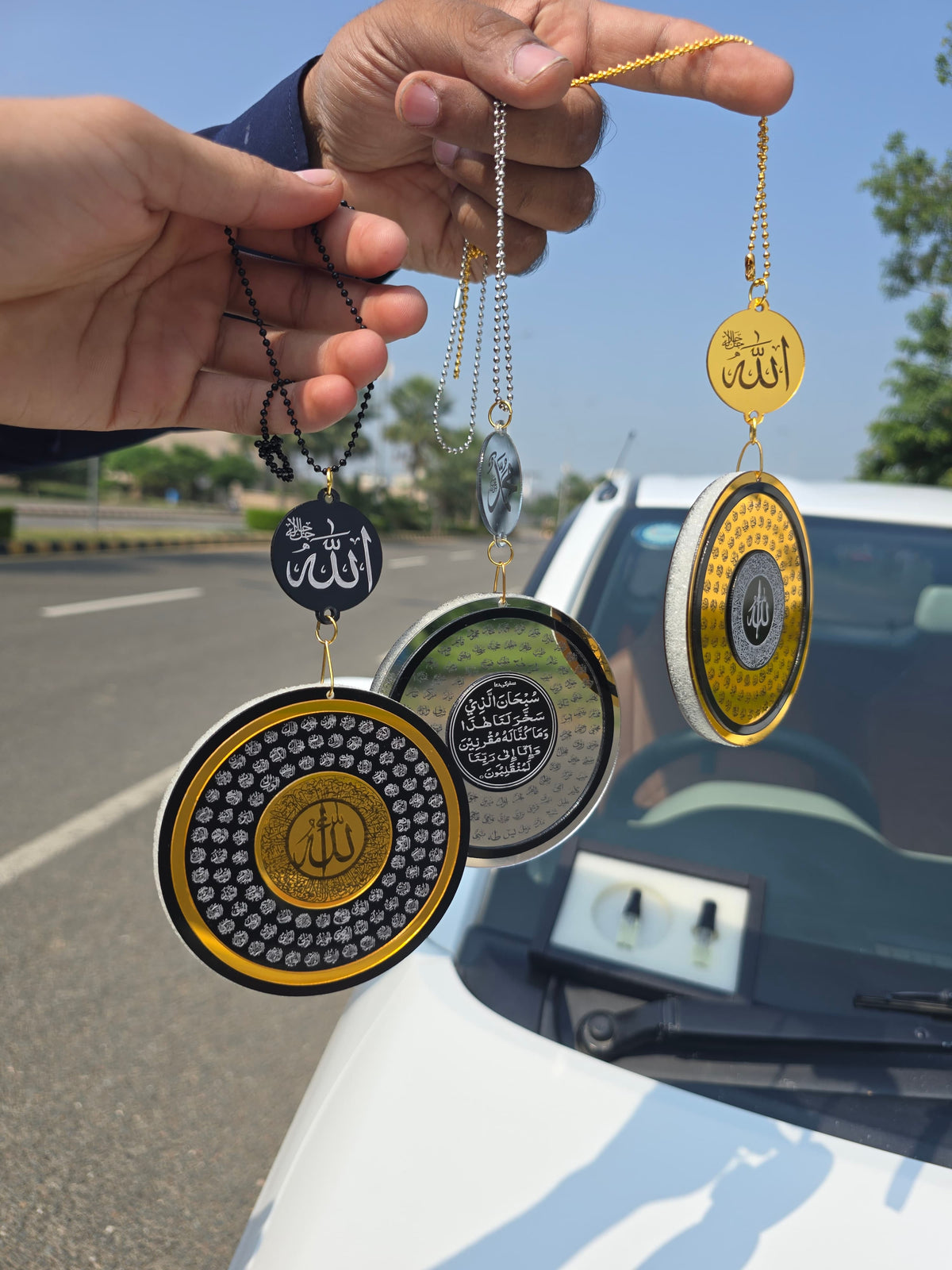 99 Name of Allah & SAW Name  2-in-1 Car Perfume Diffuser – With Aytal Kursi & Safar Ki Dua