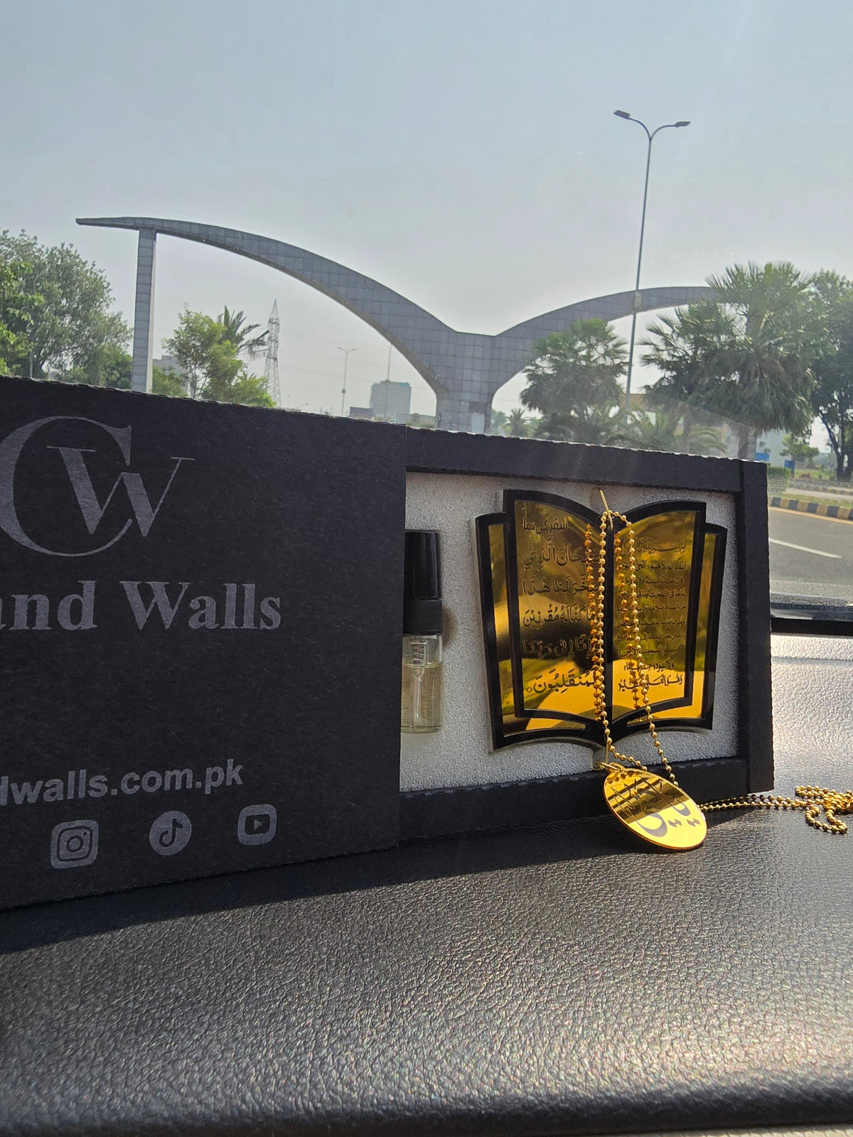 Book Shape Car Hanging & Fragrance with Ayatal kursi & Safar ki dua