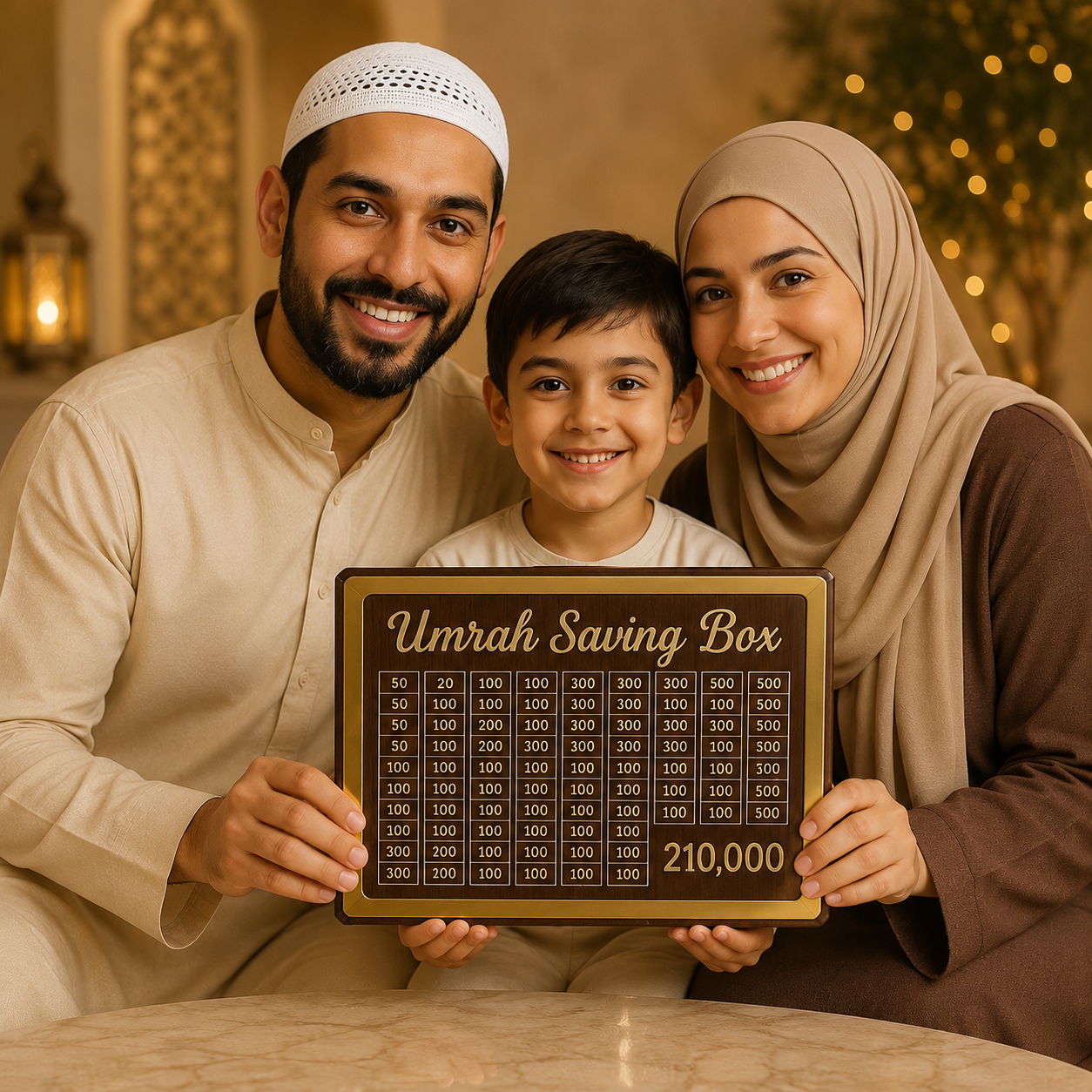 Umrah Saving Box – Wooden Islamic Money Saving Box with Acrylic Lid