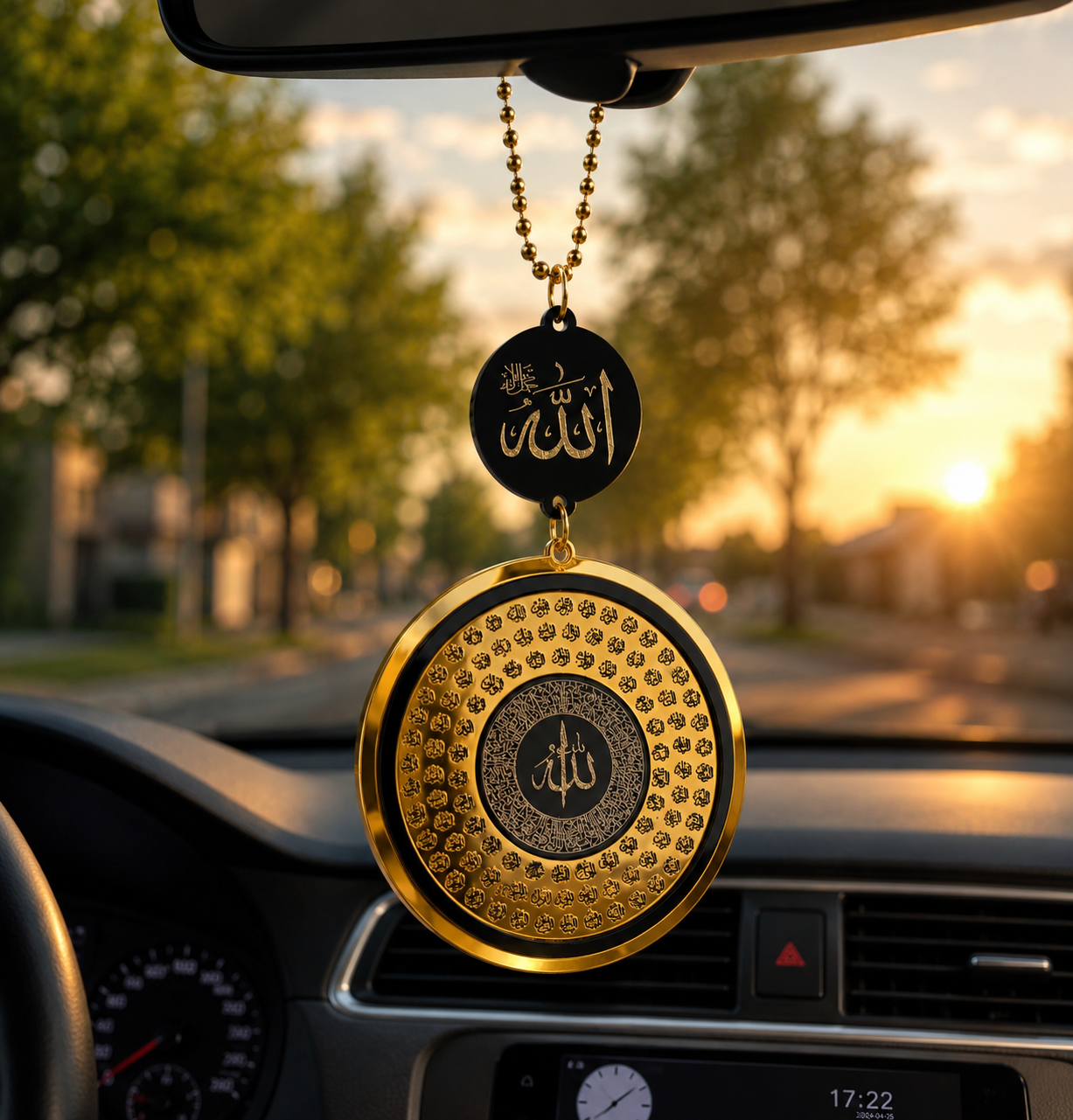 99 names of Allah car hanging close up detail