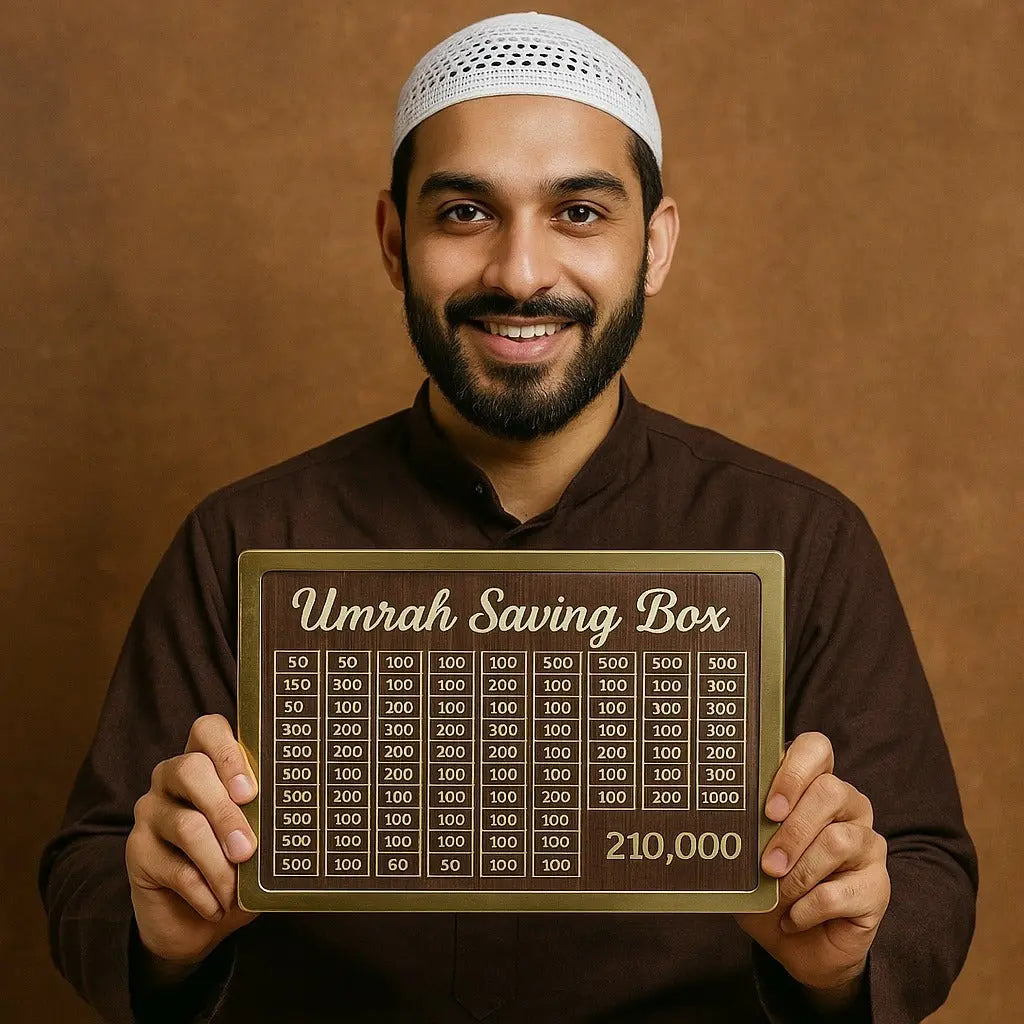 Umrah Saving Box – Wooden Islamic Money Saving Box with Acrylic Lid