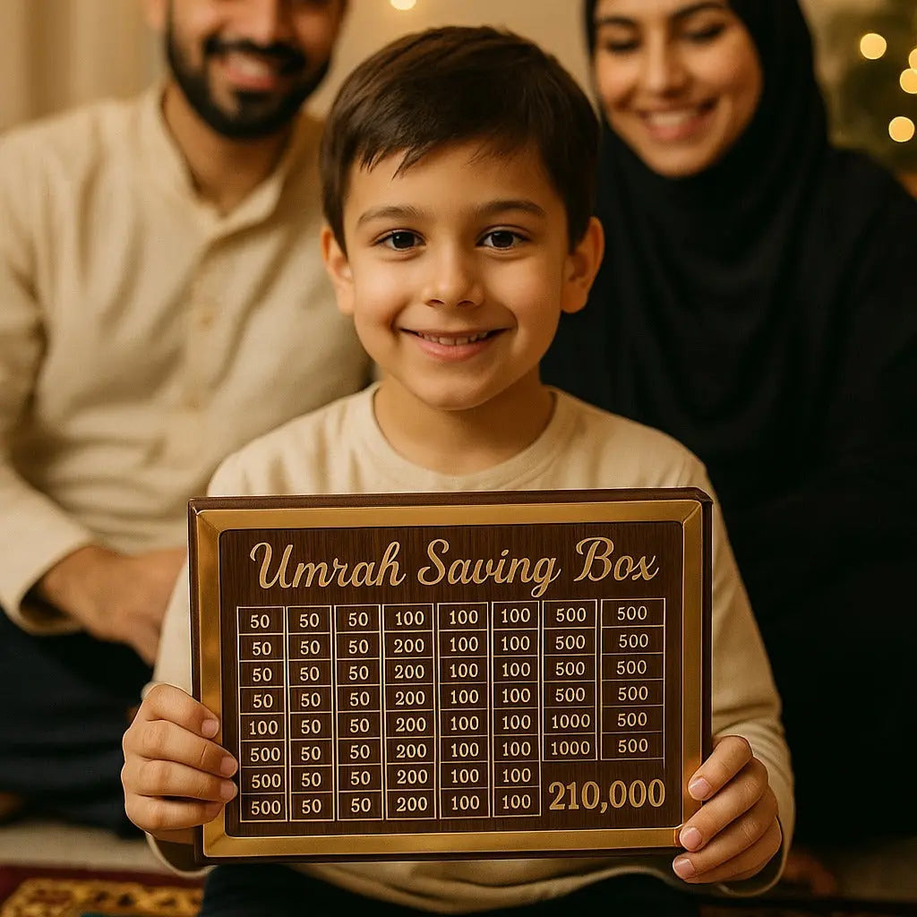 Umrah Saving Box – Wooden Islamic Money Saving Box with Acrylic Lid